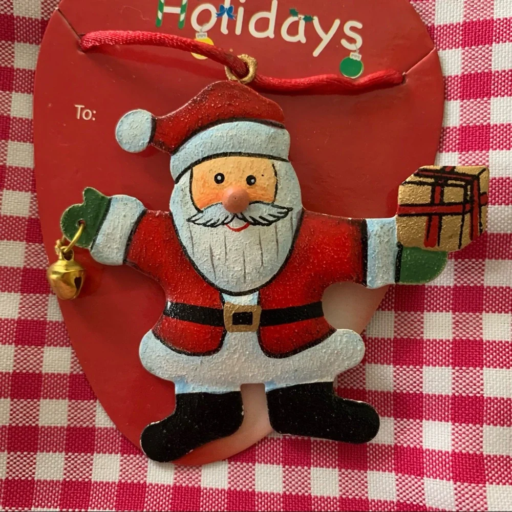 Lot of 2 HAPPY HOLIDAYS Vintage 2004 Santa Claus & Bear w/ Bells Necklaces NEW